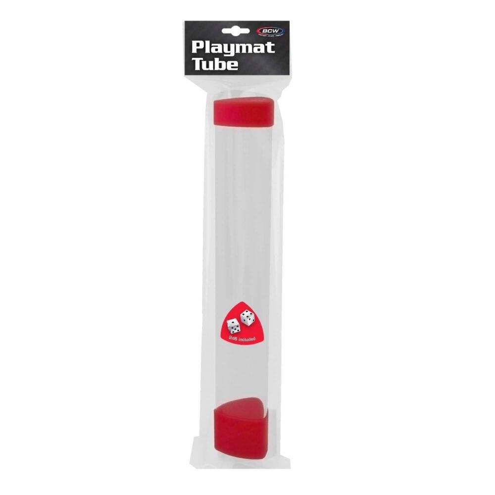 BCW Playmat Tube with Dice Cap - Red - BCW Playmat Storage