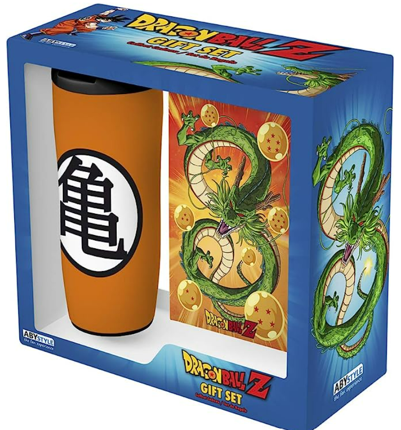 ABYstyle Dragon Ball Z Gift Set Includes 12 Oz DBZ Kame Symbol Drinkware Tumbler, Hardcover Shenron & 7 Dragon Balls Notebook Gift Anime Manga 2 Pcs